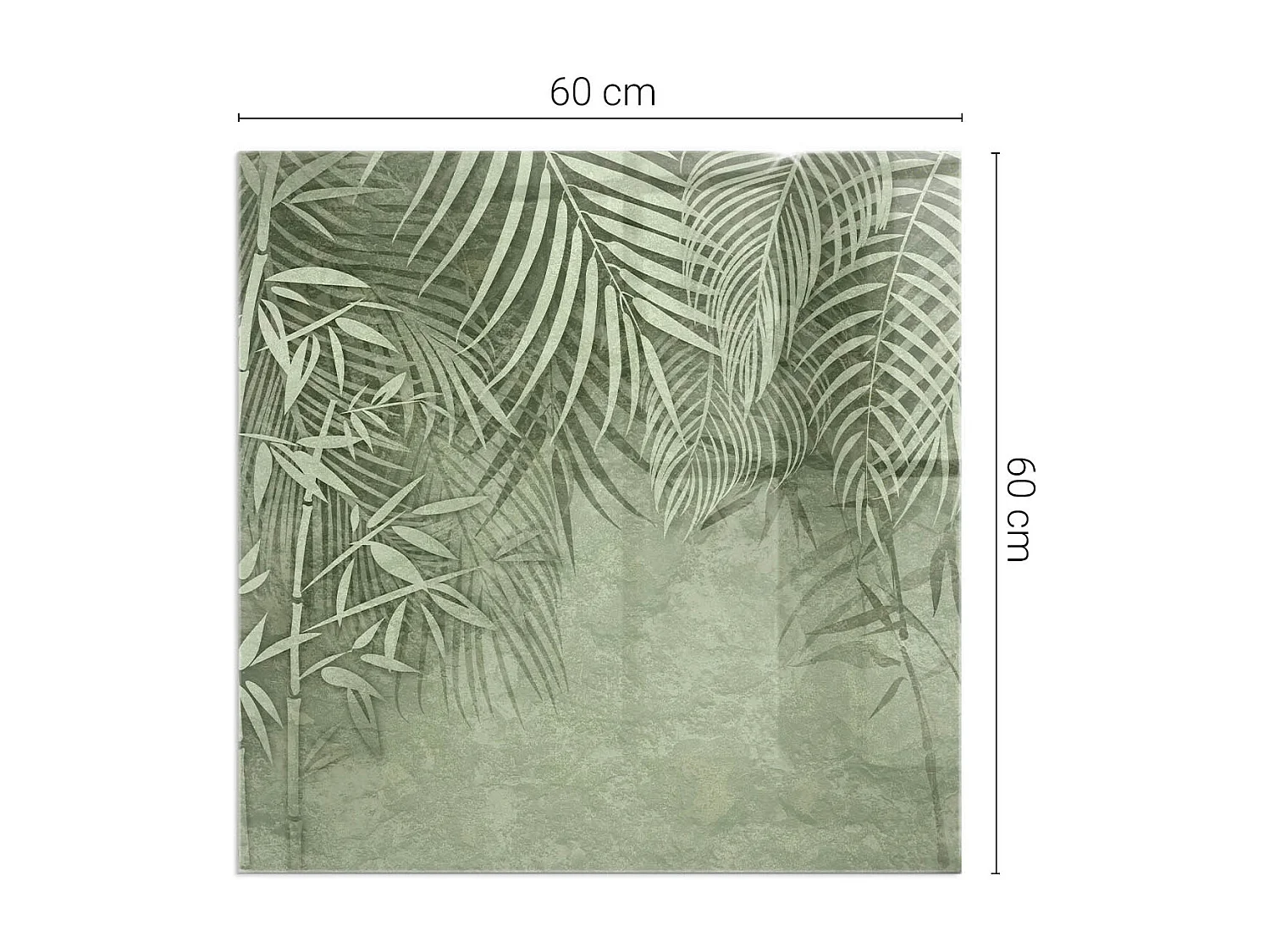 Glasplatte zum Schutz vor Funkenflug, Kaminauflage - Quadrat - 60x60 - Tropische Blätter im Hintergrund