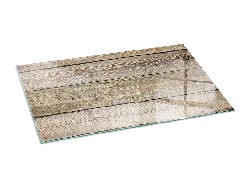 Plaque de sol en verre pour poêle - Rectangle - 140x70 - Texture des planches de bois