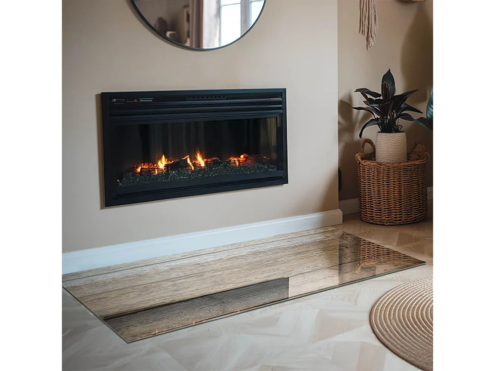 Glasplatte zum Schutz vor Funkenflug, Kaminauflage - Rechteck - 140x70 - Textur von Holzbrettern