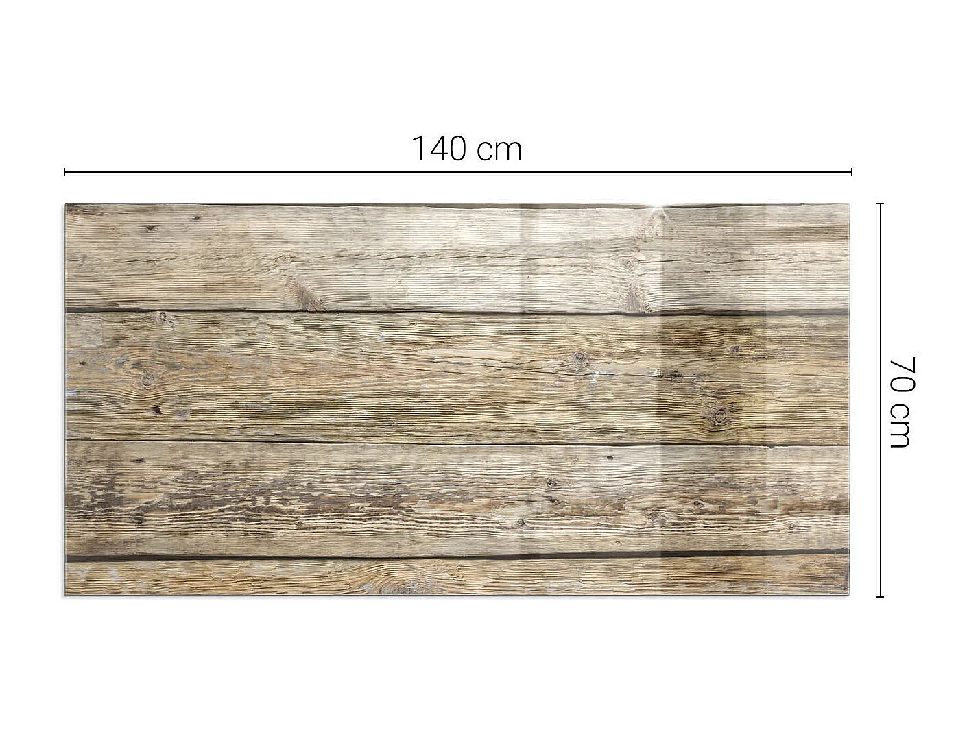 Glasplatte zum Schutz vor Funkenflug, Kaminauflage - Rechteck - 140x70 - Textur von Holzbrettern