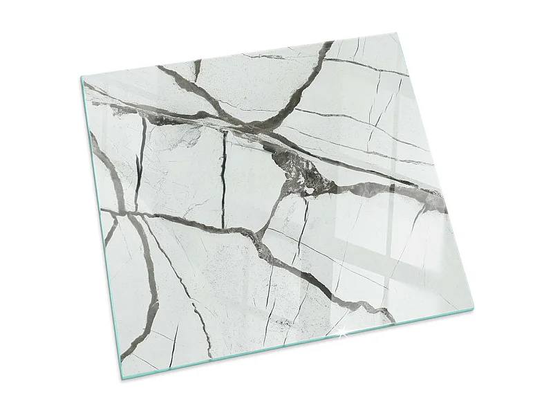 Plaque de sol en verre pour poêle - Carré - 60x60 - Modèle de veine de marbre