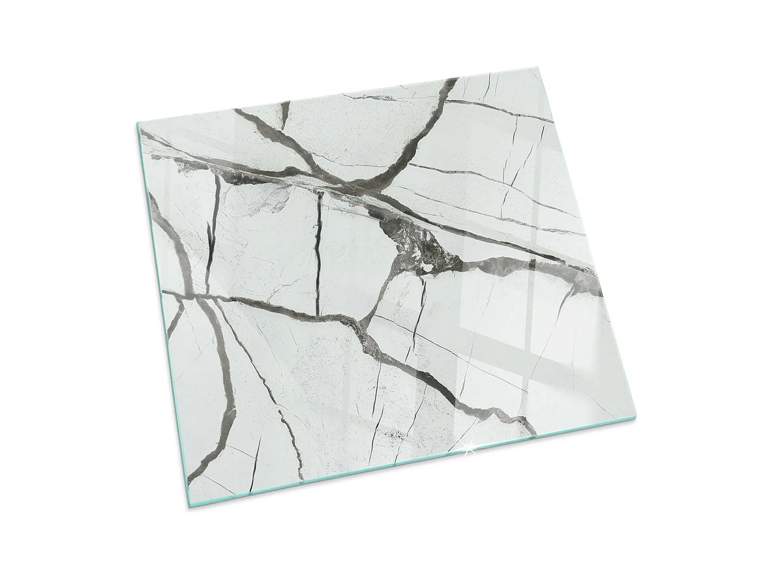 Plaque de sol en verre pour poêle - Carré - 60x60 - Modèle de veine de marbre