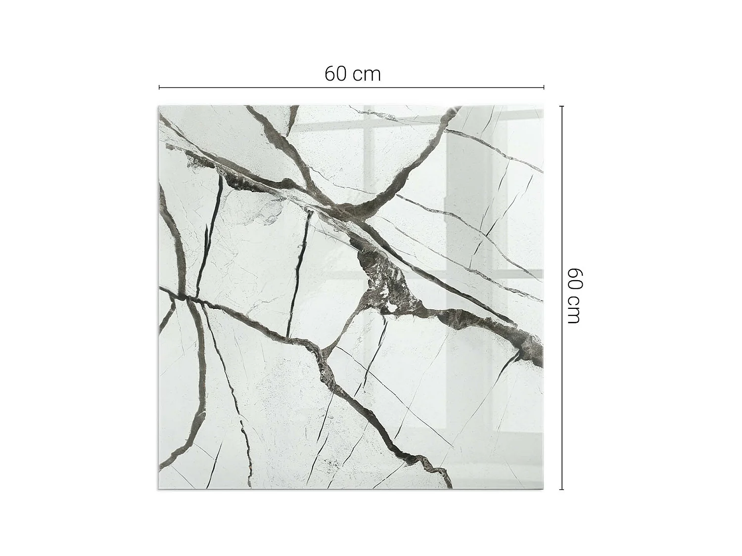 Plaque de sol en verre pour poêle - Carré - 60x60 - Modèle de veine de marbre