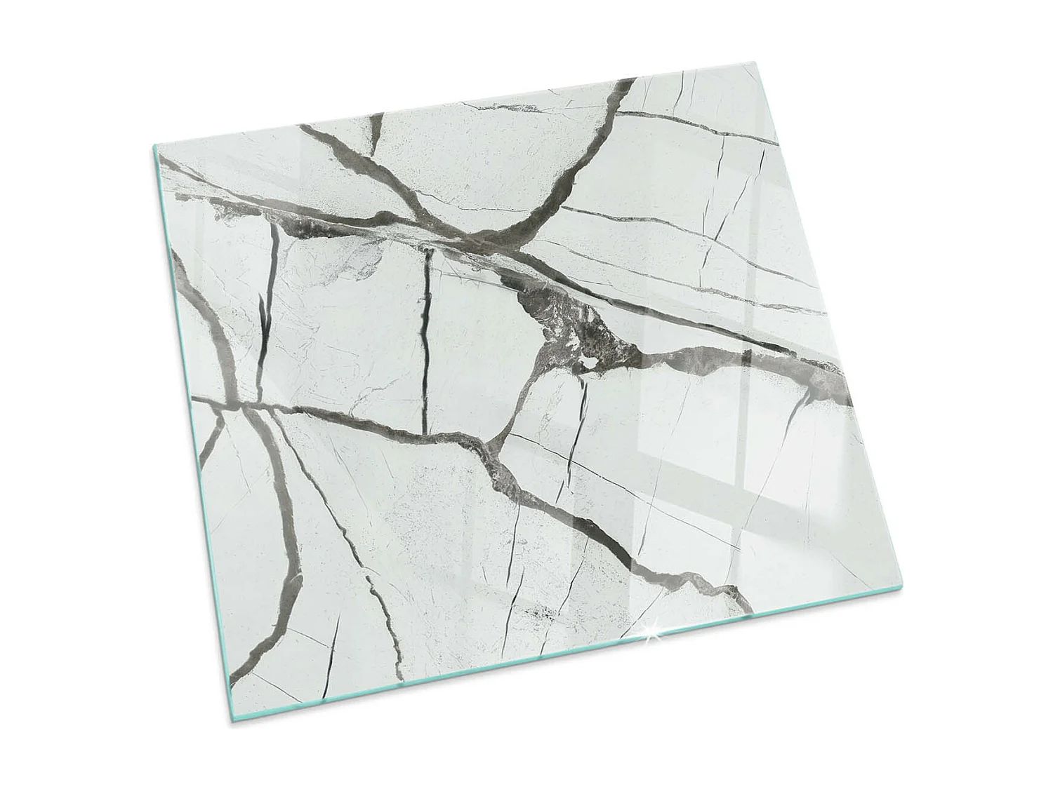 Glasplatte zum Schutz vor Funkenflug, Kaminauflage - Quadrat - 60x60 - Marmoradermuster