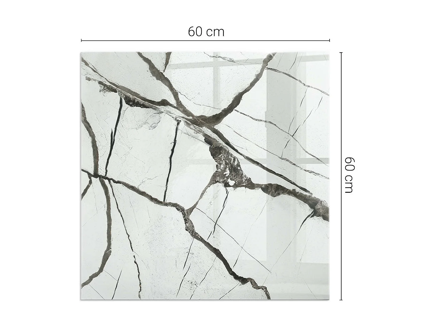 Glasplatte zum Schutz vor Funkenflug, Kaminauflage - Quadrat - 60x60 - Marmoradermuster