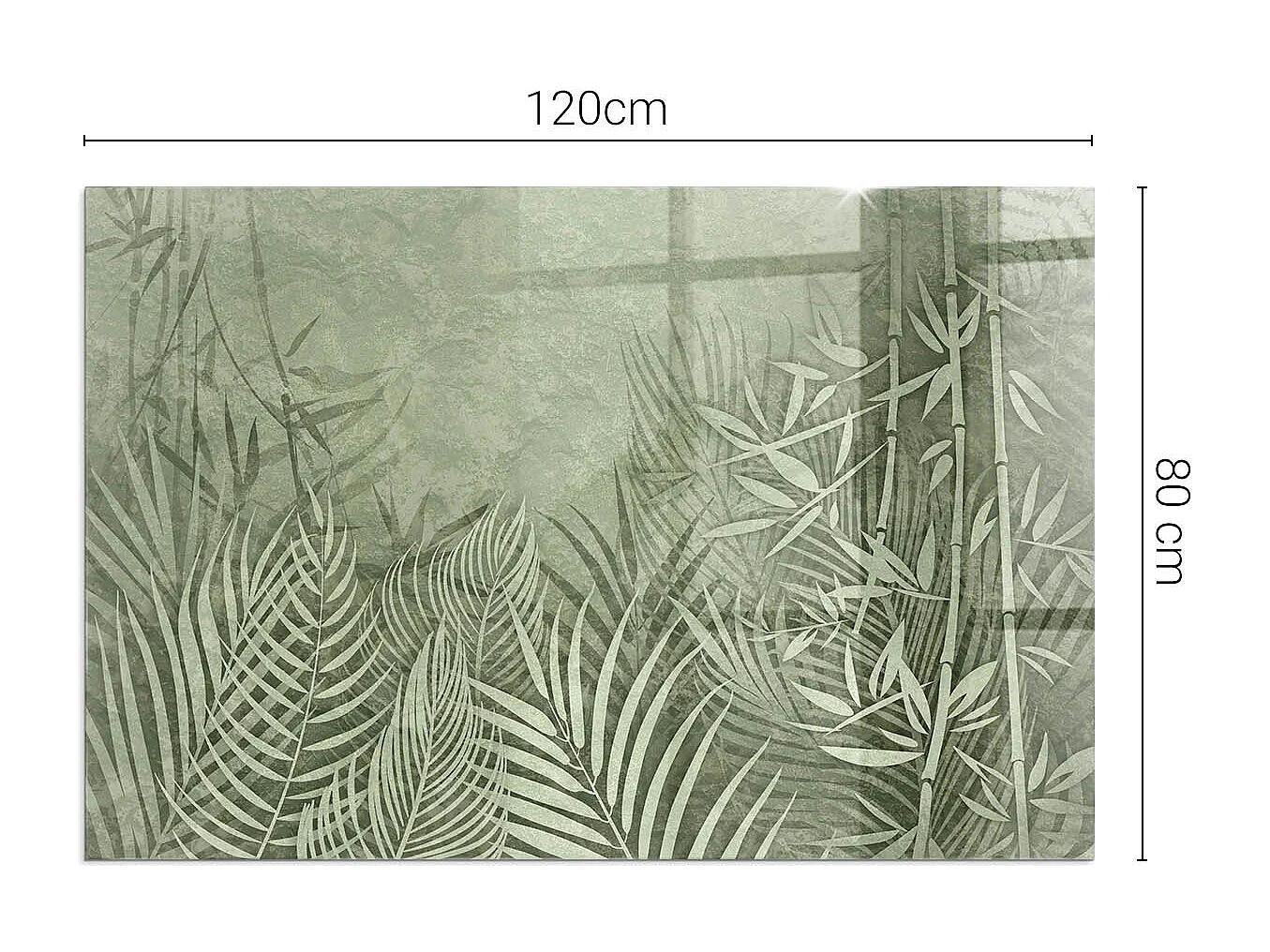 Glasplatte zum Schutz vor Funkenflug, Kaminauflage - Rechteck - 120x80 - Tropische Blätter im Hintergrund