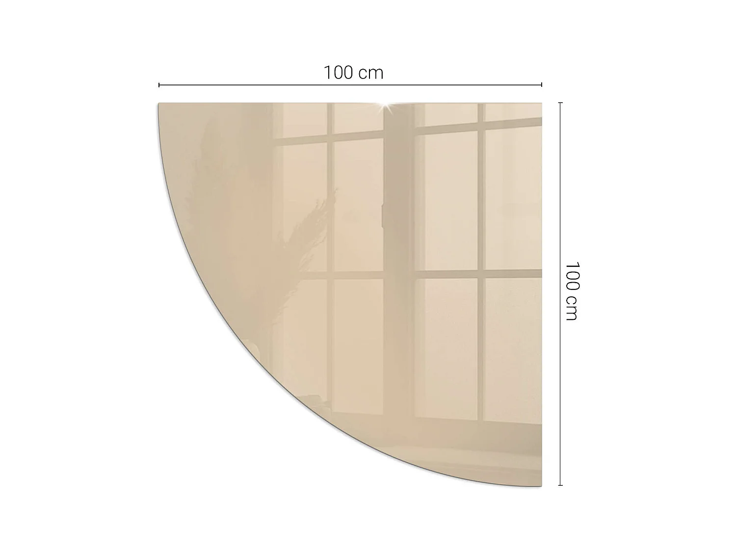 Plaque de sol en verre pour poêle - Un quart - 1/4 100x100 - Couleur Beige