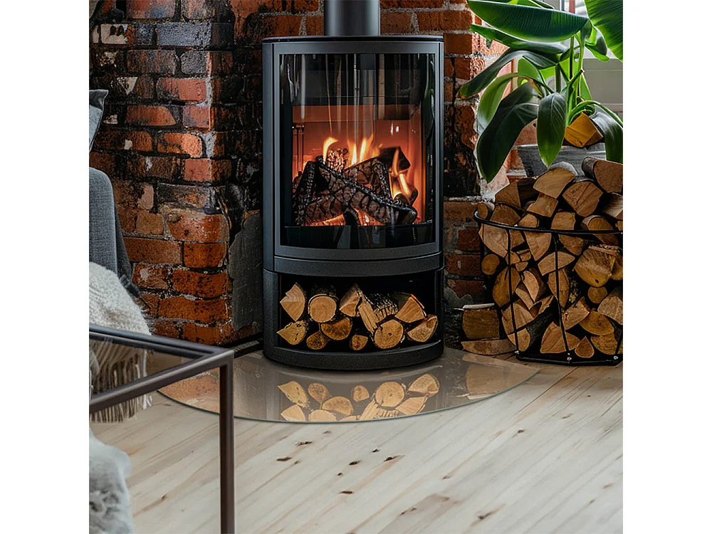 Glasplatte zum Schutz vor Funkenflug, Kaminauflage - Ein Viertel - 1/4 100x100 - Farbe Beige