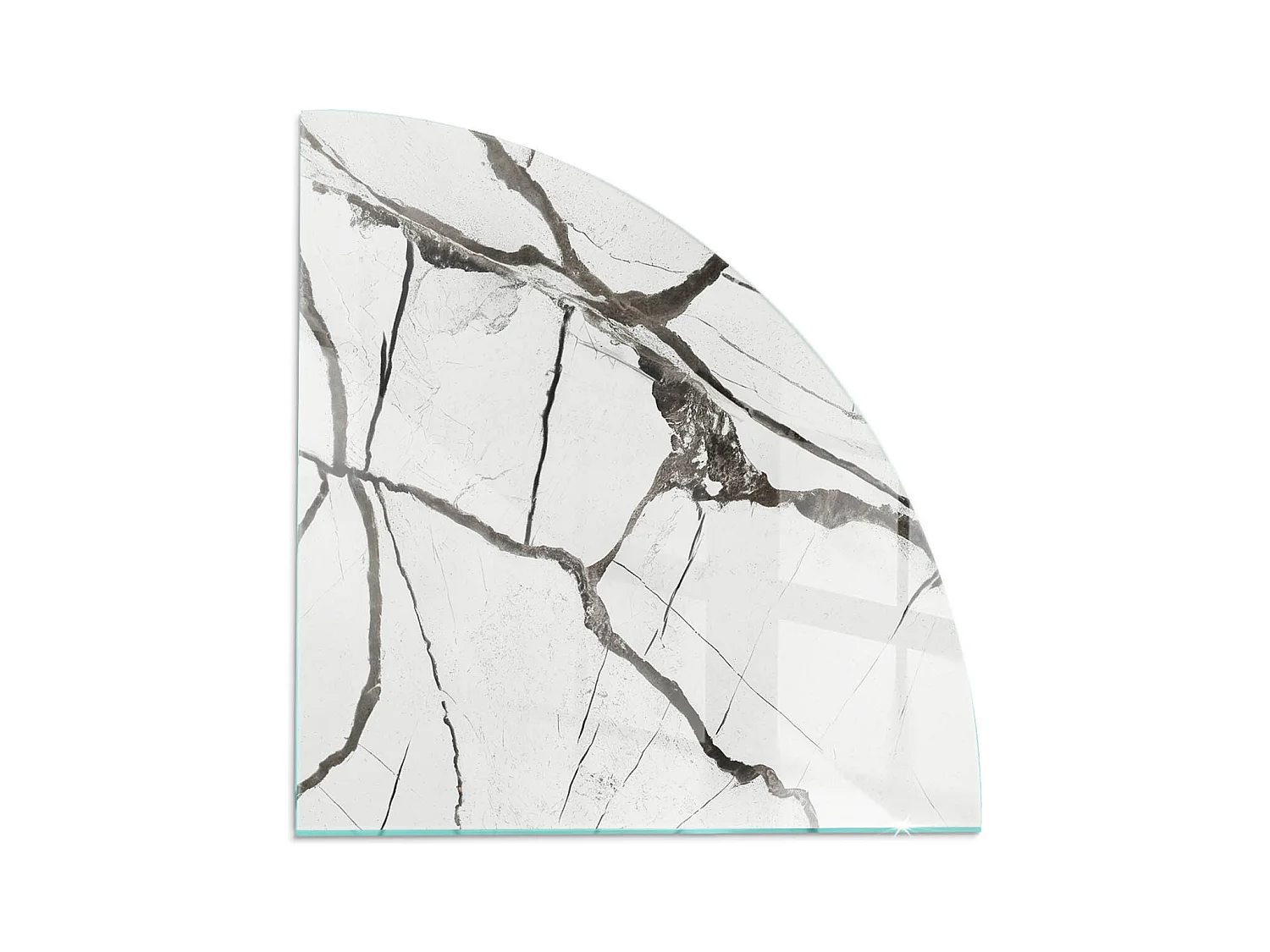 Plaque de sol en verre pour poêle - Un quart - 1/4 100x100 - Modèle de veine de marbre