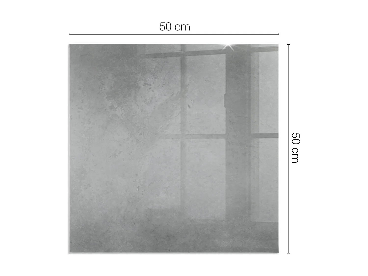 Plaque de sol en verre pour poêle - Carré - 50x50 - Texture béton avec effet