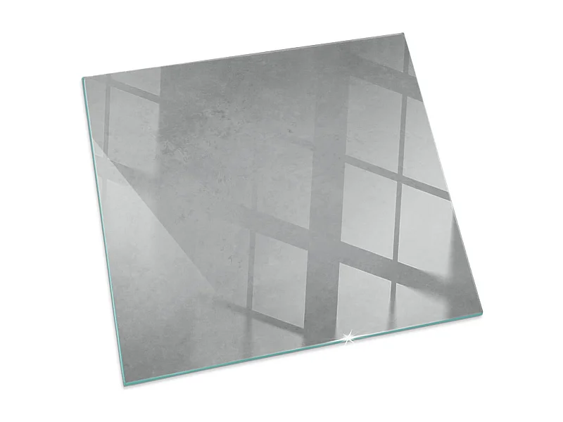 Glasplatte zum Schutz vor Funkenflug, Kaminauflage - Quadrat - 50x50 - Betontextur mit Wirkung