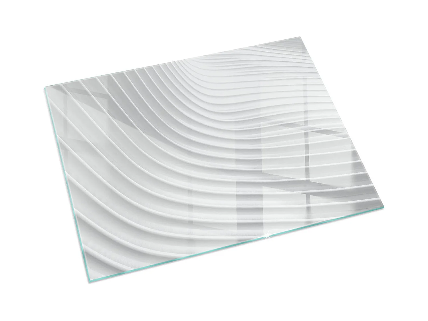 Glasplatte zum Schutz vor Funkenflug, Kaminauflage - Rechteck - 60X40 - Wellen aus zarten Linien