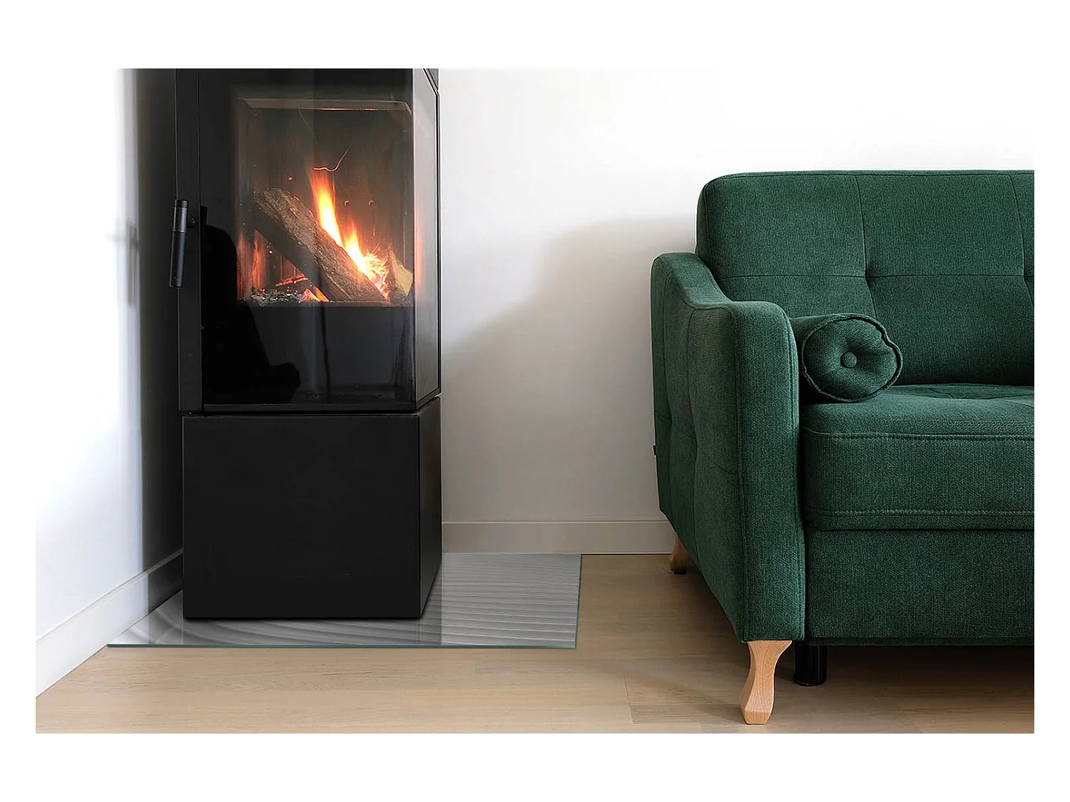 Glasplatte zum Schutz vor Funkenflug, Kaminauflage - Rechteck - 60X40 - Wellen aus zarten Linien