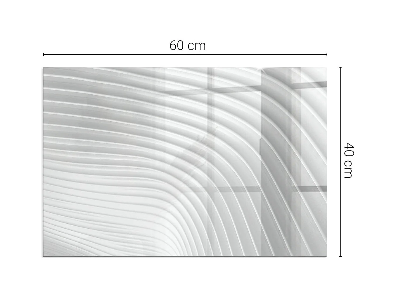 Glasplatte zum Schutz vor Funkenflug, Kaminauflage - Rechteck - 60X40 - Wellen aus zarten Linien