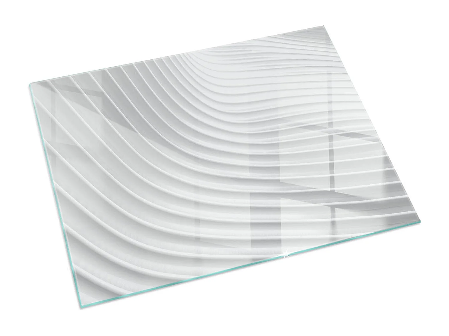 Glasplatte zum Schutz vor Funkenflug, Kaminauflage - Rechteck - 60X40 - Wellen aus zarten Linien