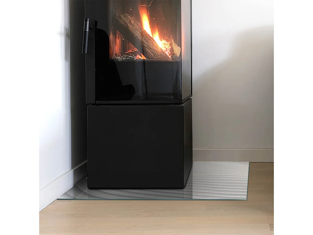 Glasplatte zum Schutz vor Funkenflug, Kaminauflage - Rechteck - 60X40 - Wellen aus zarten Linien