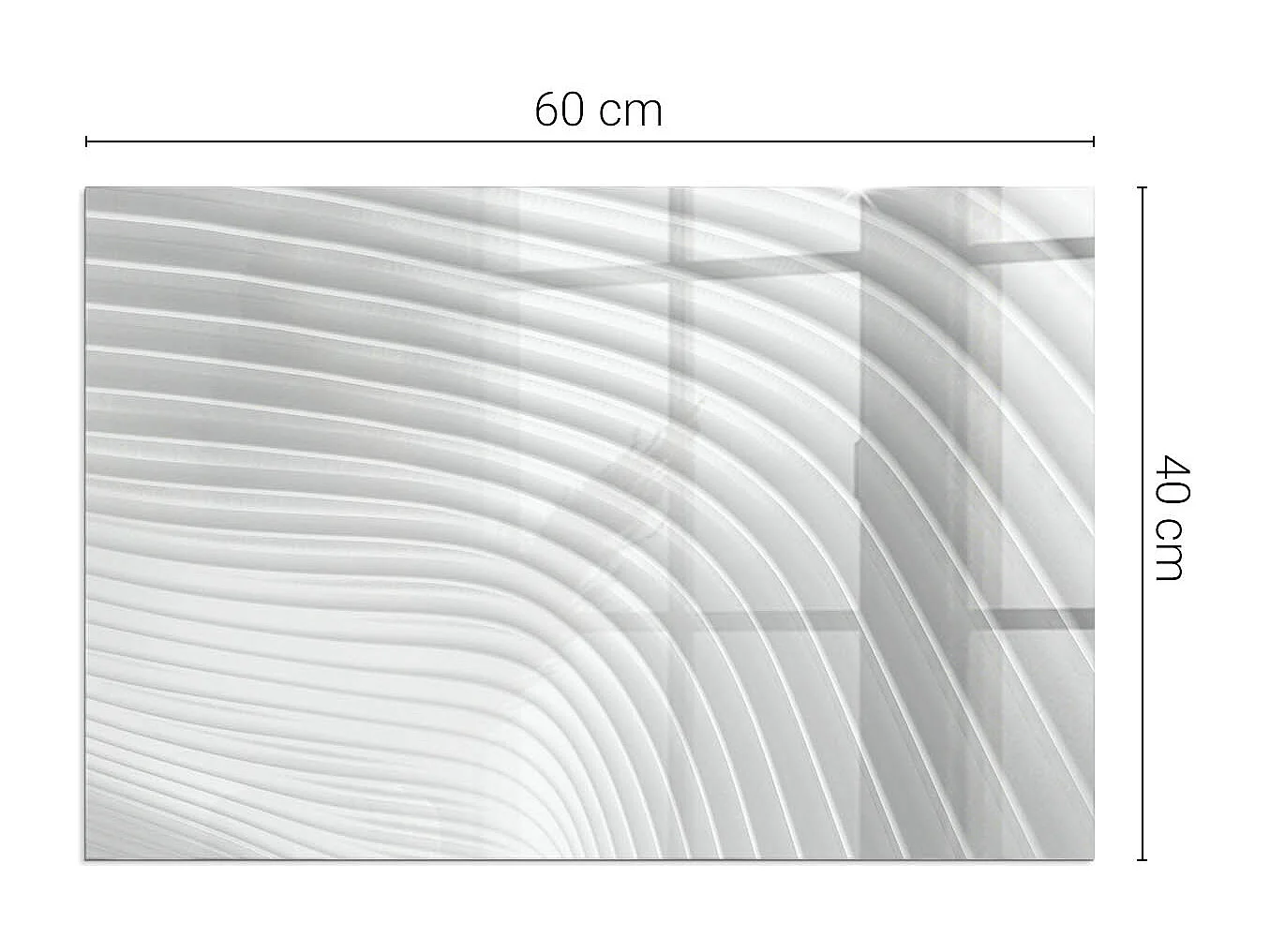 Glasplatte zum Schutz vor Funkenflug, Kaminauflage - Rechteck - 60X40 - Wellen aus zarten Linien