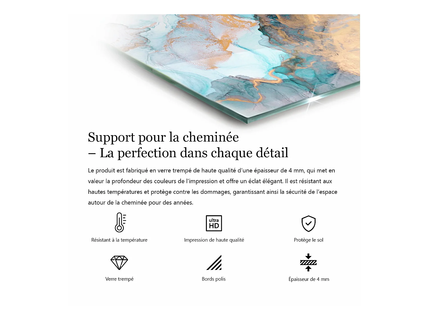 Vloerplaat voor houtkachel, onder open haard - Rechthoek - 60X40 - Natuursteen textuur