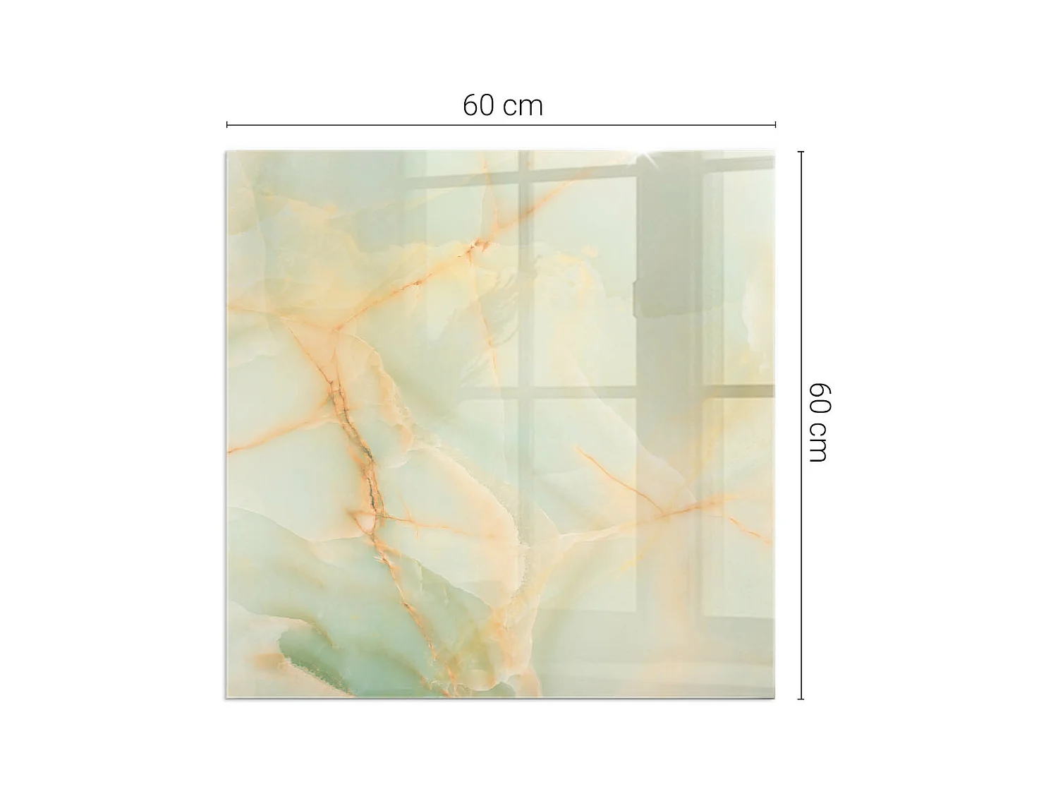 Plaque de sol en verre pour poêle - Carré - 60x60 - Modèle de marbre abstrait