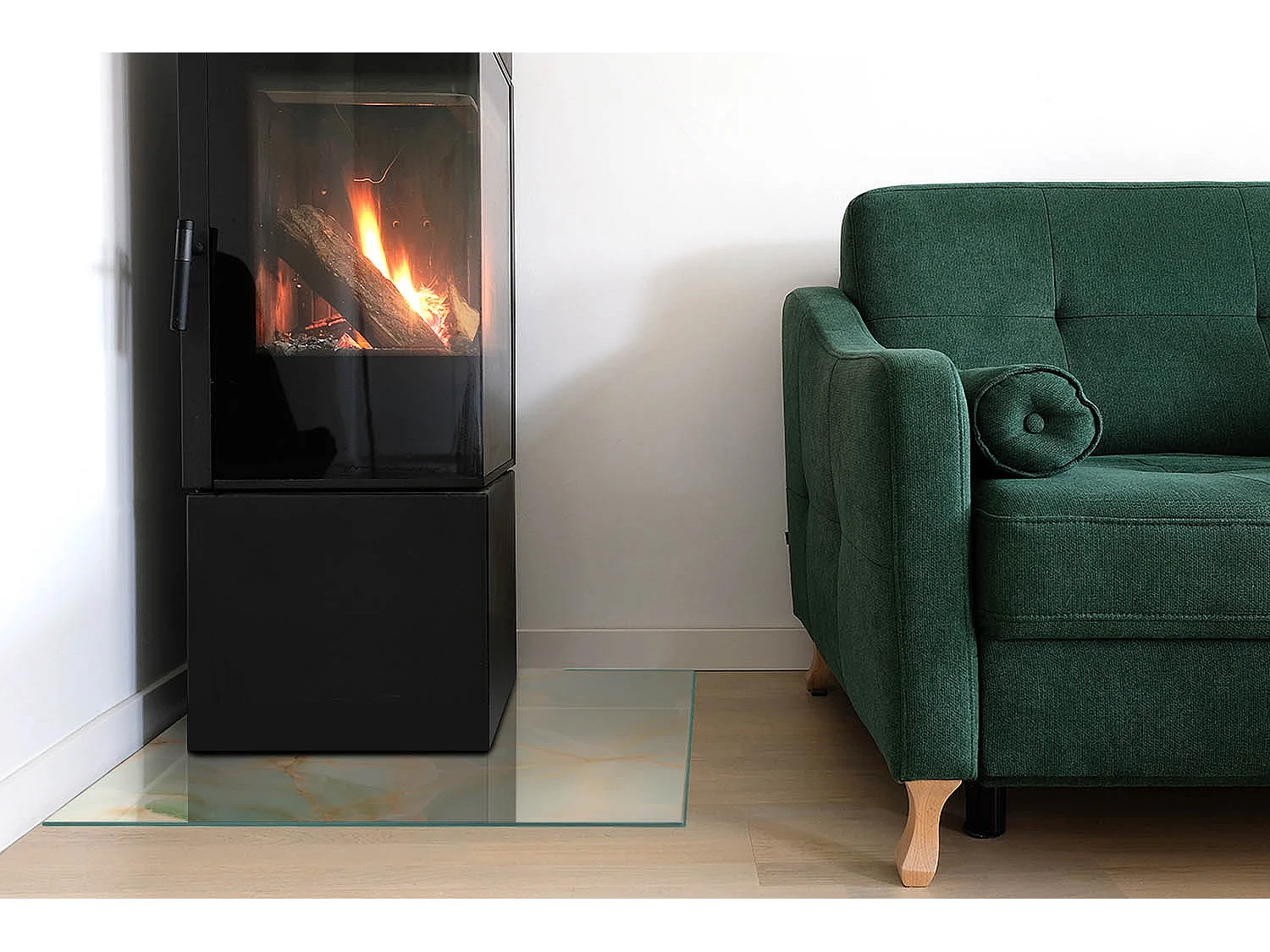 Glasplatte zum Schutz vor Funkenflug, Kaminauflage - Quadrat - 60x60 - Abstraktes Marmormuster