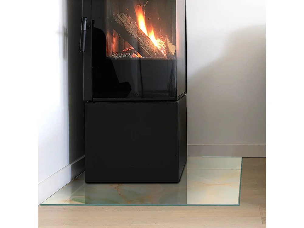 Glasplatte zum Schutz vor Funkenflug, Kaminauflage - Quadrat - 60x60 - Abstraktes Marmormuster