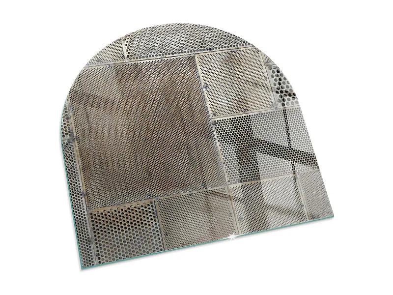 Plaque de sol en verre pour poêle - semi-circulaire - 100x100 - Feuilles tropicales en arrière-plan