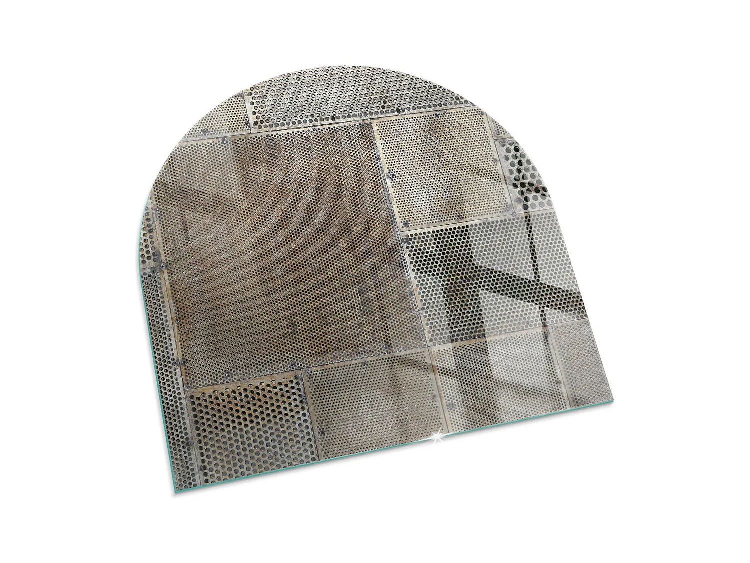 Plaque de sol en verre pour poêle - semi-circulaire - 100x100 - Feuilles tropicales en arrière-plan