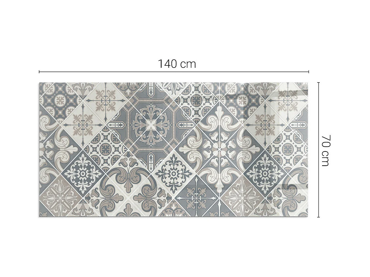 Vloerplaat voor houtkachel, onder open haard - Rechthoek - 140x70 - Decoratief mozaïekpatroon