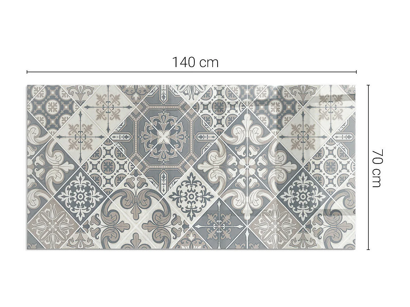 Plaque de sol en verre pour poêle - Rectangle - 140x70 - Modèle de mosaïque décorative