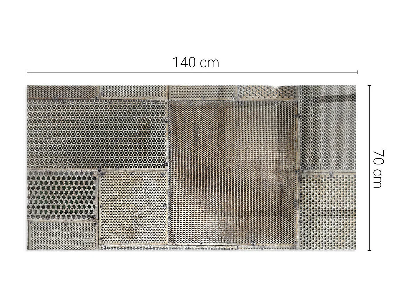 Glasplatte zum Schutz vor Funkenflug, Kaminauflage - Rechteck - 140x70 - Muster aus perforiertem Blech
