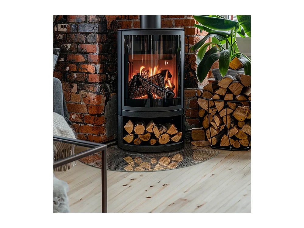 Plaque de sol en verre pour poêle - Un quart - 1/4 100x100 - Modèle de tôle perforée