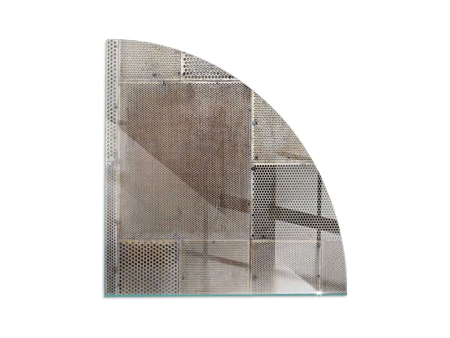 Glasplatte zum Schutz vor Funkenflug, Kaminauflage - Ein Viertel - 1/4 100x100 - Muster aus perforiertem Blech