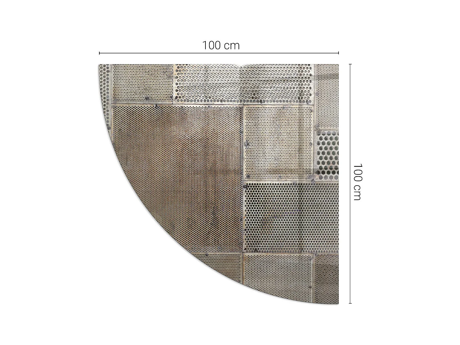 Glasplatte zum Schutz vor Funkenflug, Kaminauflage - Ein Viertel - 1/4 100x100 - Muster aus perforiertem Blech
