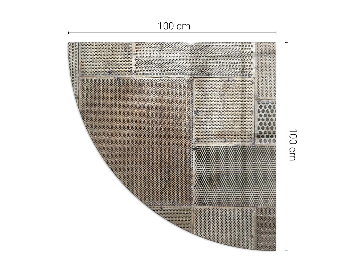 Glasplatte zum Schutz vor Funkenflug, Kaminauflage - Ein Viertel - 1/4 100x100 - Muster aus perforiertem Blech