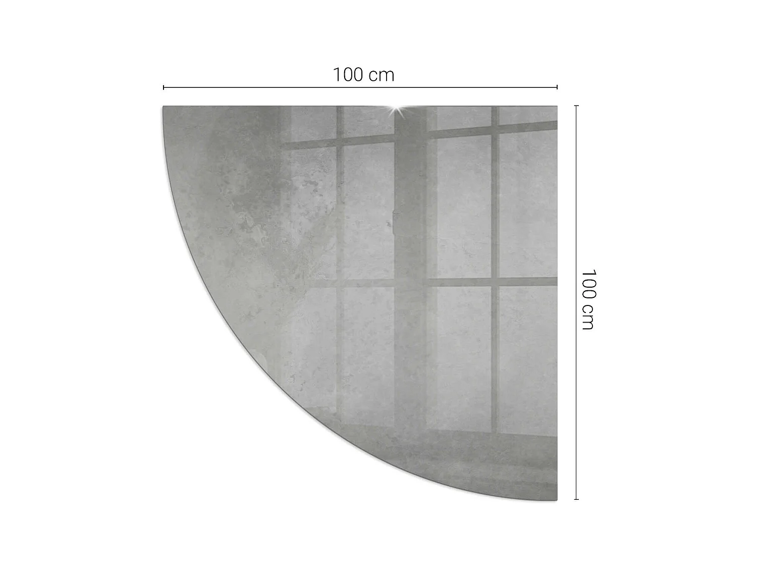 Plaque de sol en verre pour poêle - Un quart - 1/4 100x100 - Texture béton avec effet