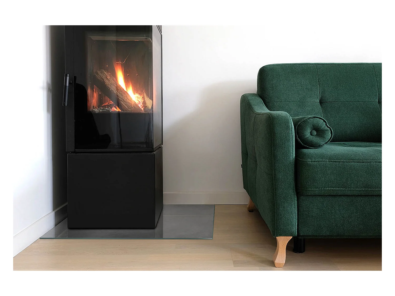 Glasplatte zum Schutz vor Funkenflug, Kaminauflage - Rechteck - 60X40 - Betontextur mit Wirkung