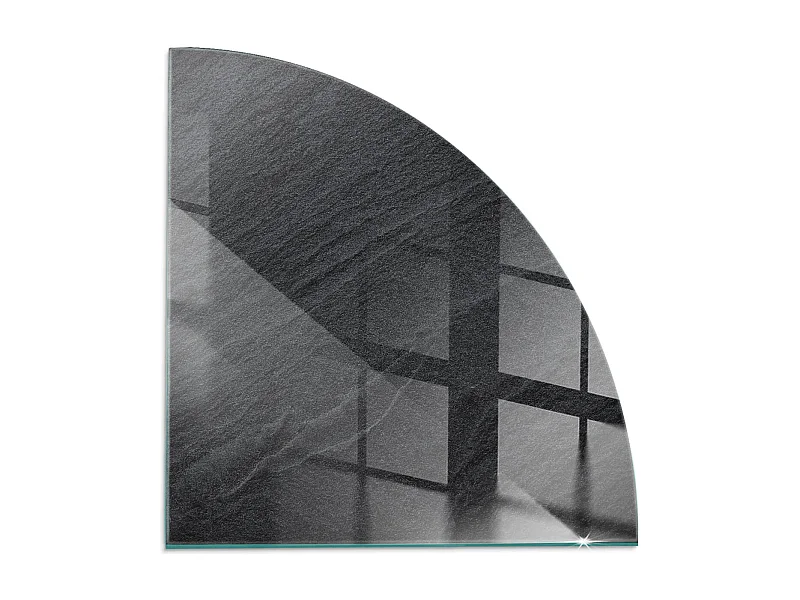 Glasplatte zum Schutz vor Funkenflug, Kaminauflage - Ein Viertel - 1/4 100x100 - Natursteinstruktur