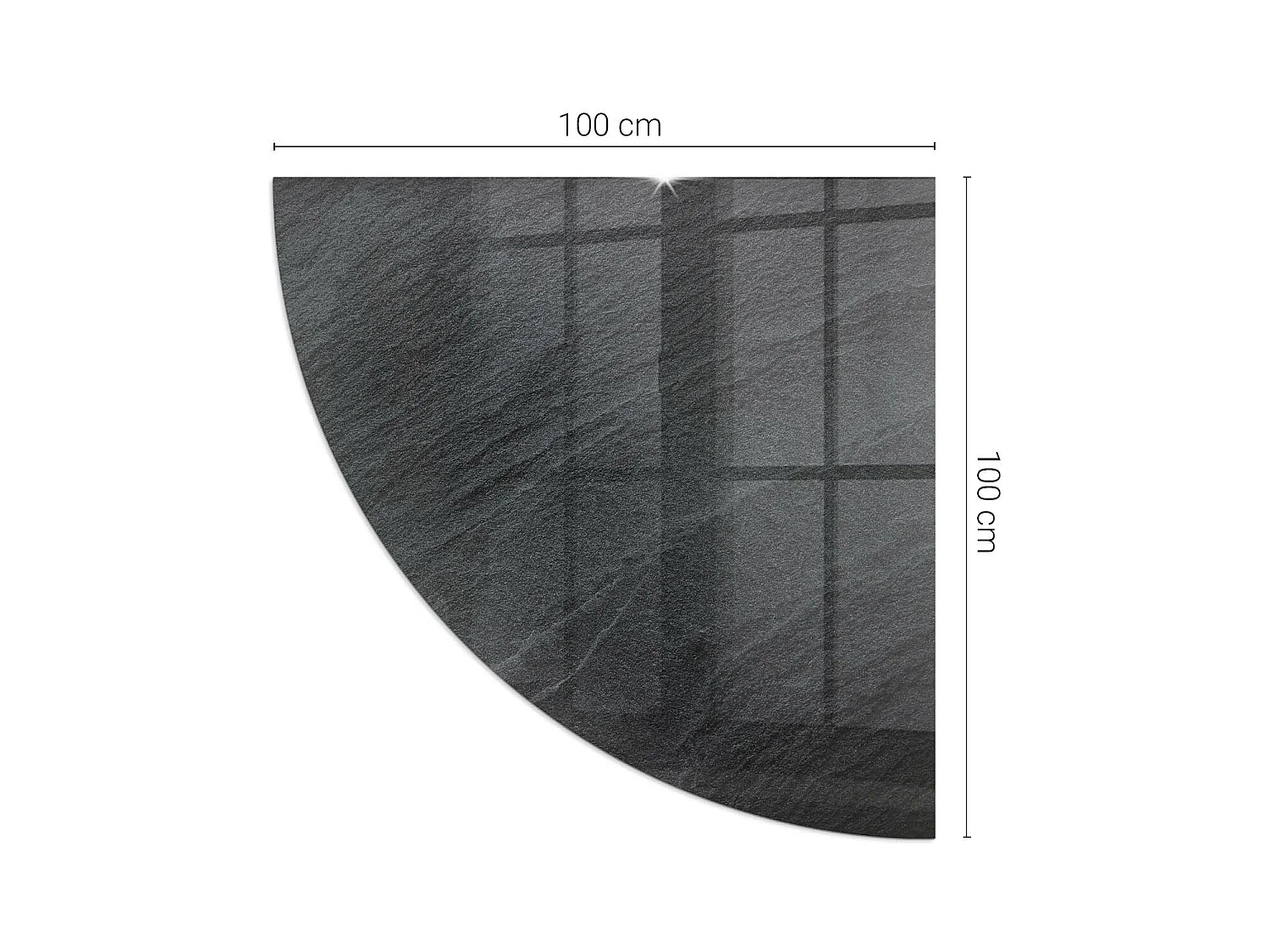 Plaque de sol en verre pour poêle - Un quart - 1/4 100x100 - Texture de pierre naturelle