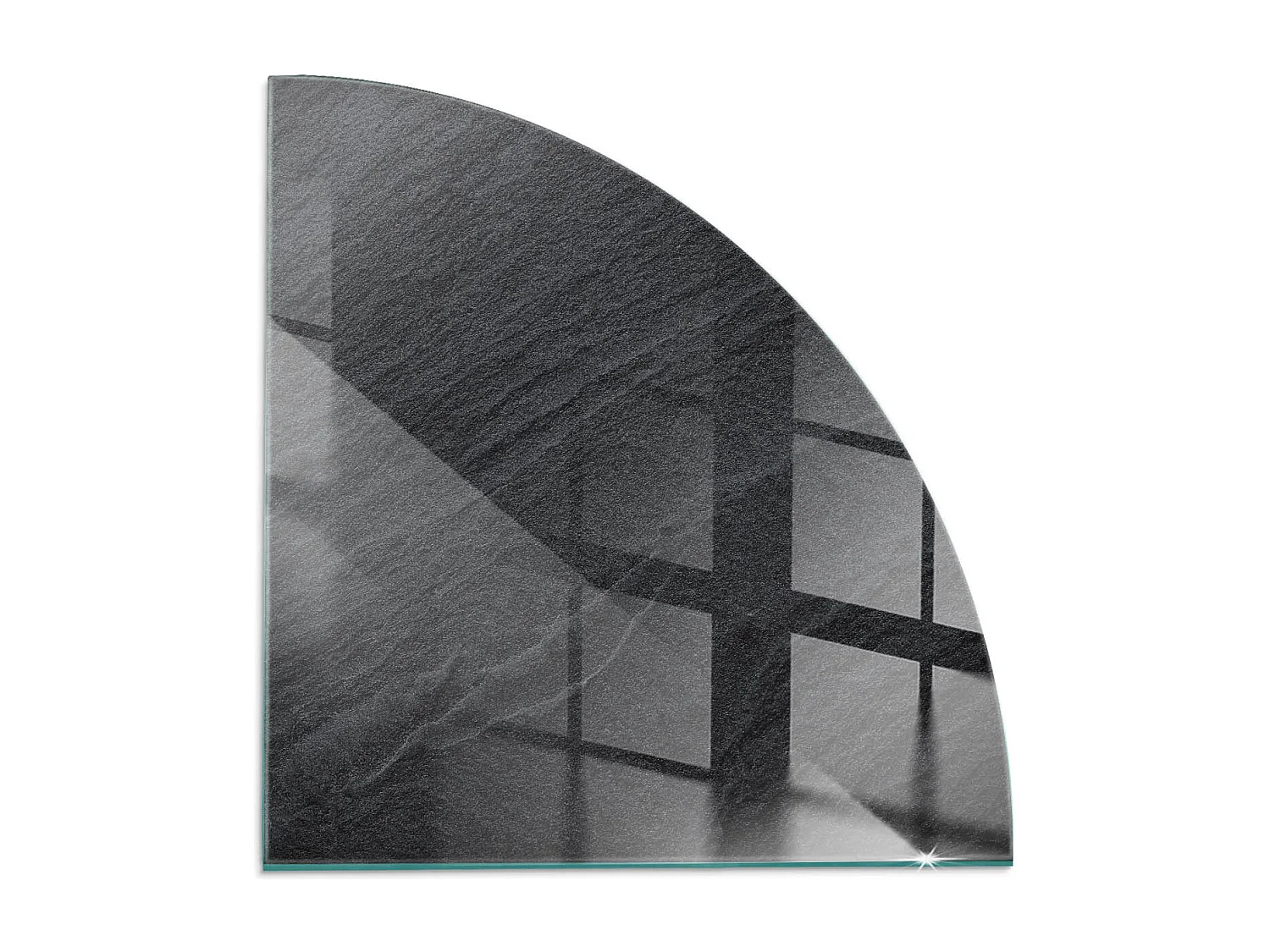 Plaque de sol en verre pour poêle - Un quart - 1/4 100x100 - Texture de pierre naturelle