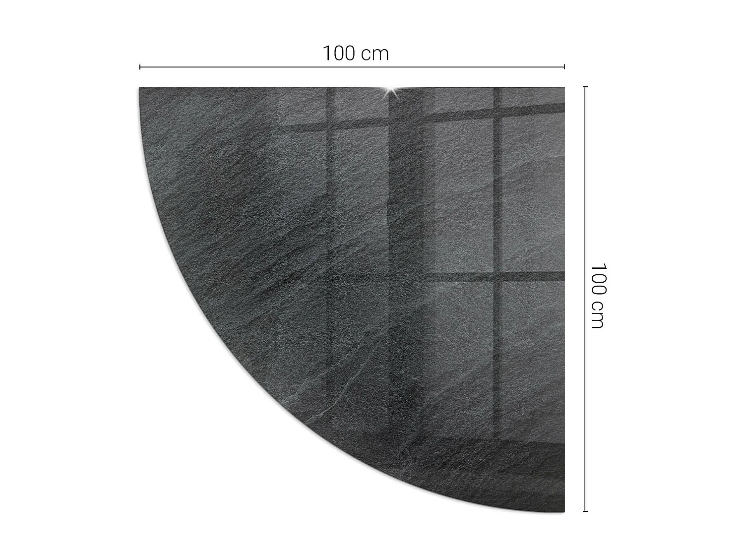 Plaque de sol en verre pour poêle - Un quart - 1/4 100x100 - Texture de pierre naturelle