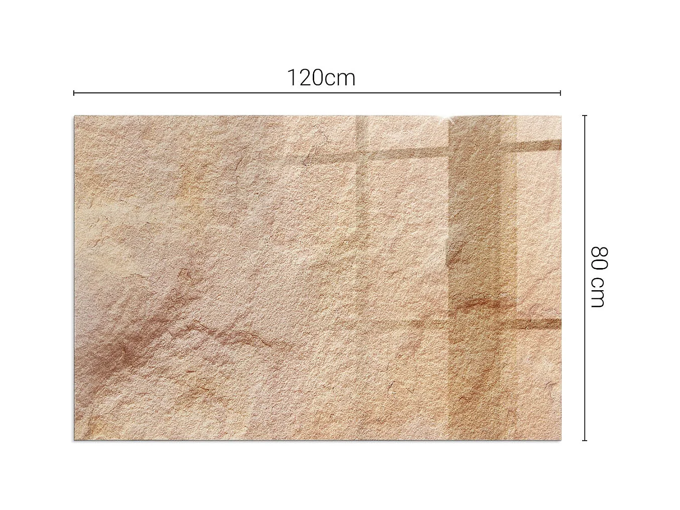 Glasplatte zum Schutz vor Funkenflug, Kaminauflage - Rechteck - 120x80 - Natursteinstruktur