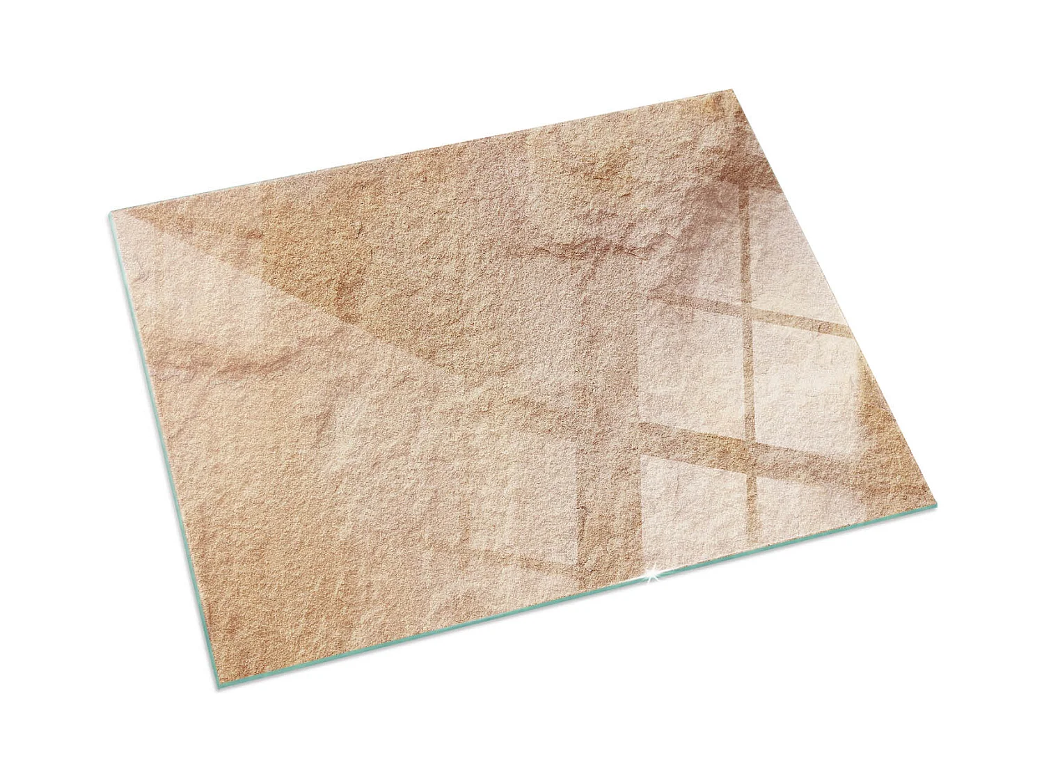 Plaque de sol en verre pour poêle - Rectangle - 120x80 - Texture de pierre naturelle