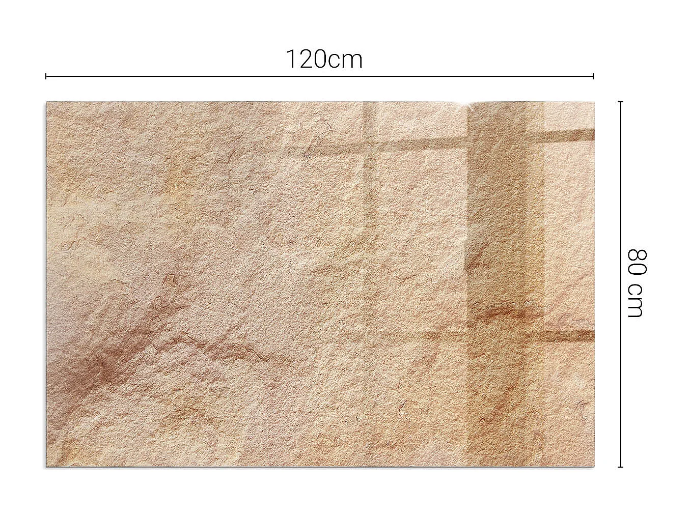 Glasplatte zum Schutz vor Funkenflug, Kaminauflage - Rechteck - 120x80 - Natursteinstruktur