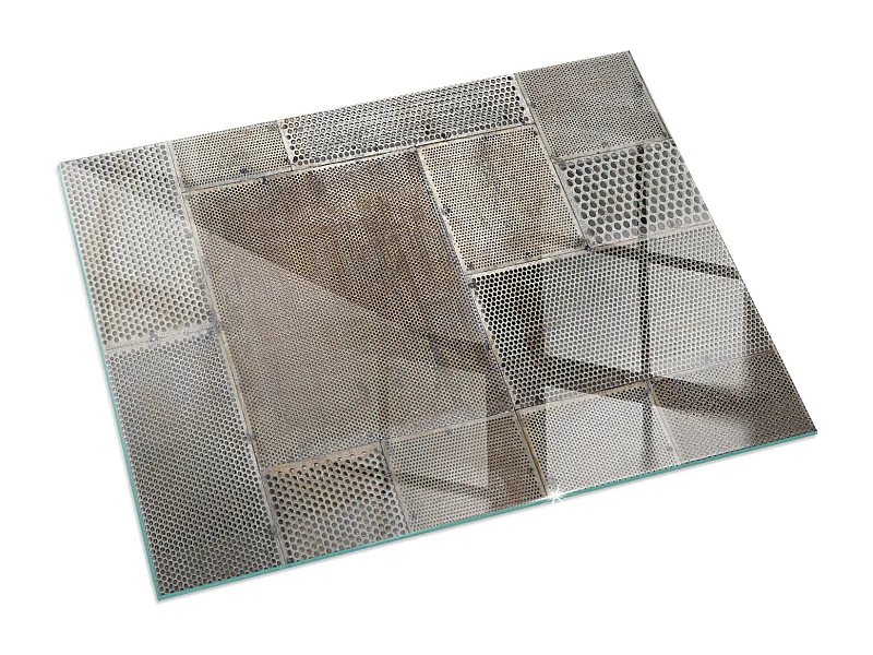 Plaque de sol en verre pour poêle - Rectangle - 60X40 - Modèle de tôle perforée