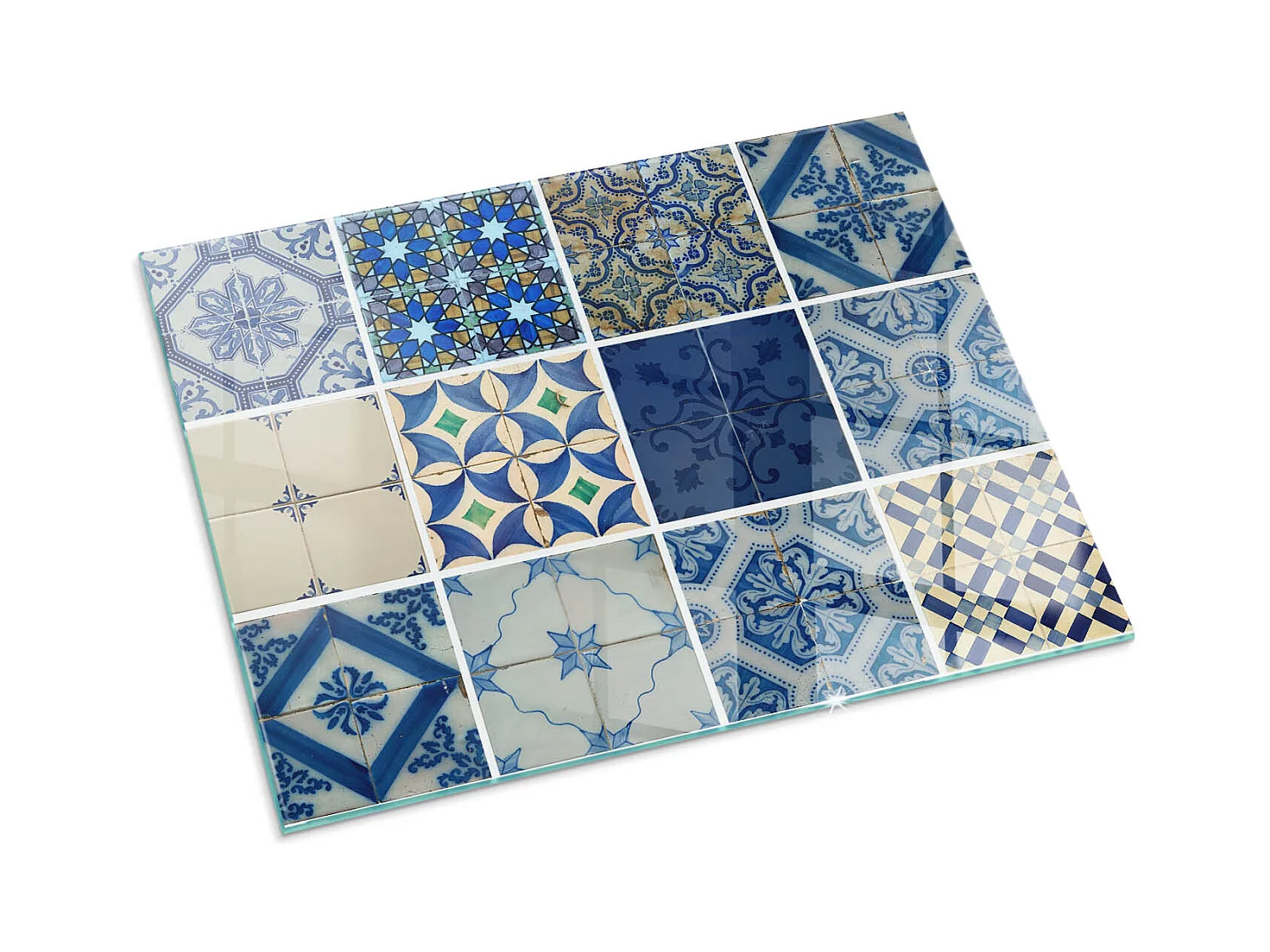 Plaque de sol en verre pour poêle - Rectangle - 80x60 - Des vagues de lignes délicates