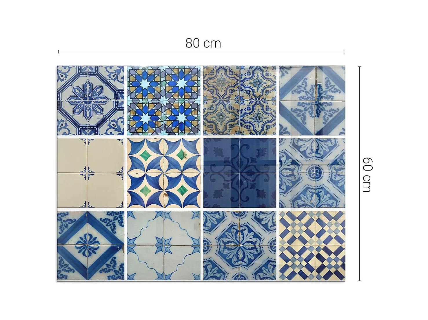 Plaque de sol en verre pour poêle - Rectangle - 80x60 - Des vagues de lignes délicates