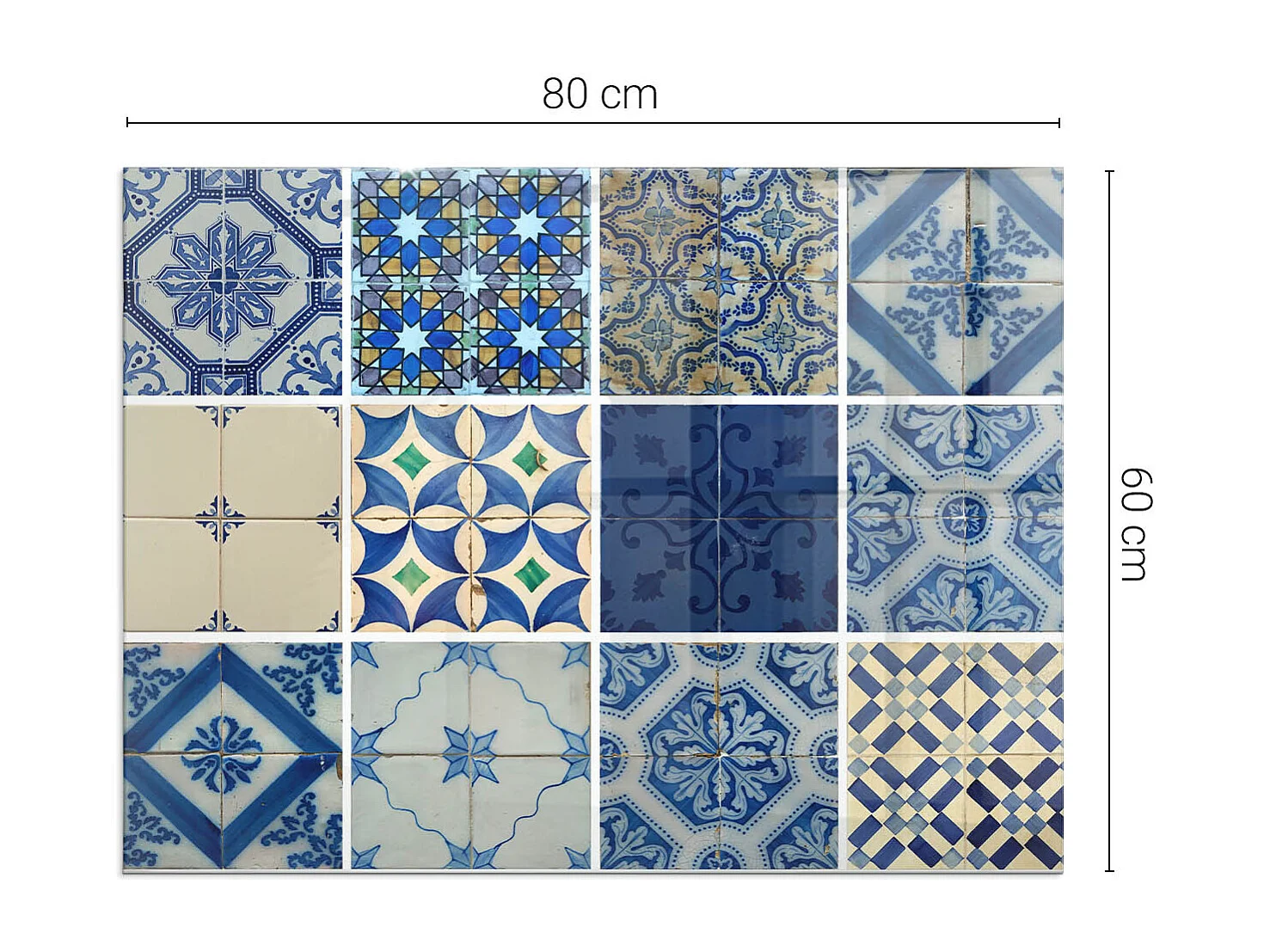 Glasplatte zum Schutz vor Funkenflug, Kaminauflage - Rechteck - 80x60 - Wellen aus zarten Linien