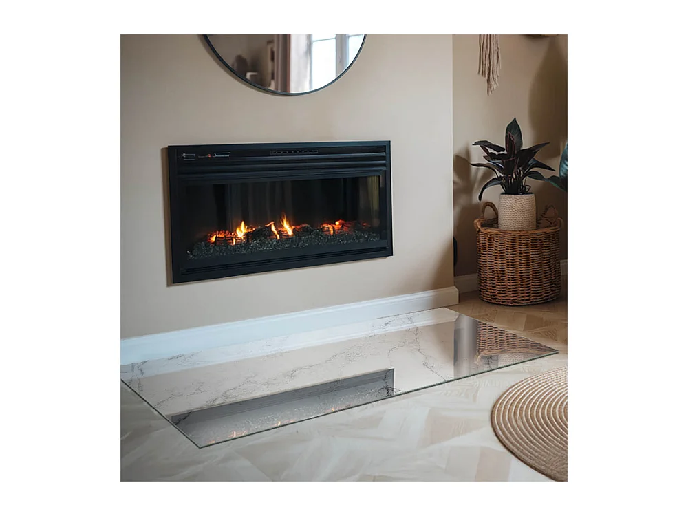 Vloerplaat voor houtkachel, onder open haard - Rechthoek - 140x70 - Marmerpatroon met aderen