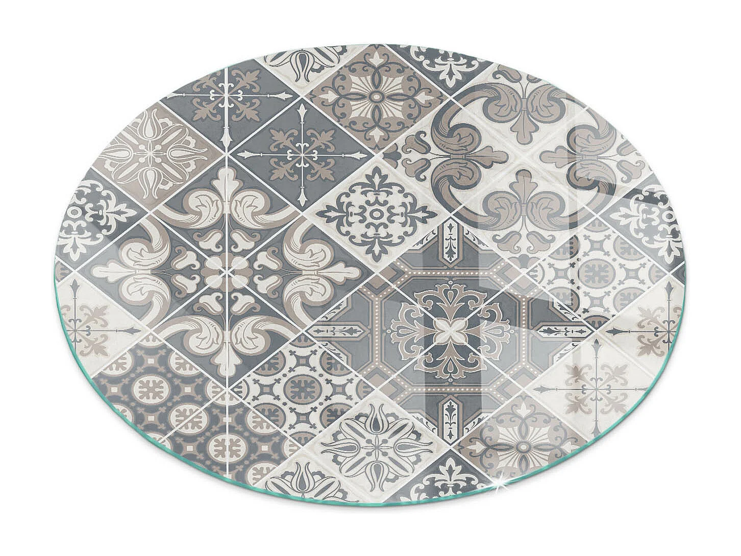 Plaque de sol en verre pour poêle - Roue - 50x50 - Modèle de mosaïque décorative