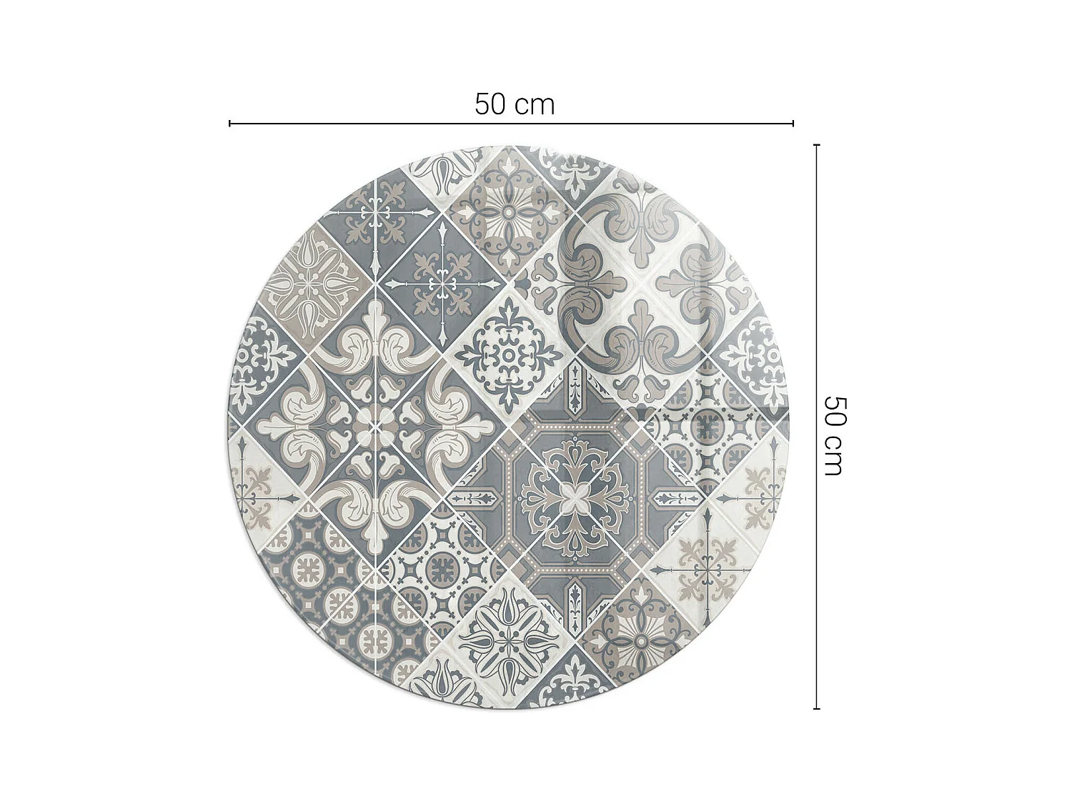 Glasplatte zum Schutz vor Funkenflug, Kaminauflage - Rad - 50x50 - Dekoratives Mosaikmuster